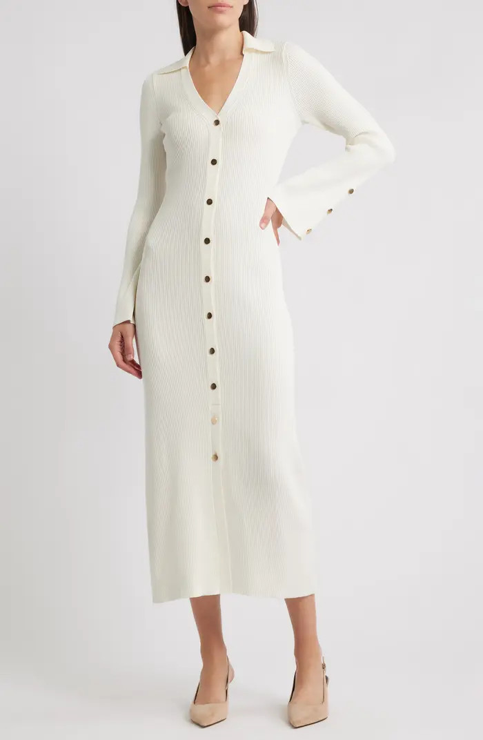 Julia Jordan Collar Long Sleeve Rib Maxi Sweater Dress | Nordstrom | Nordstrom