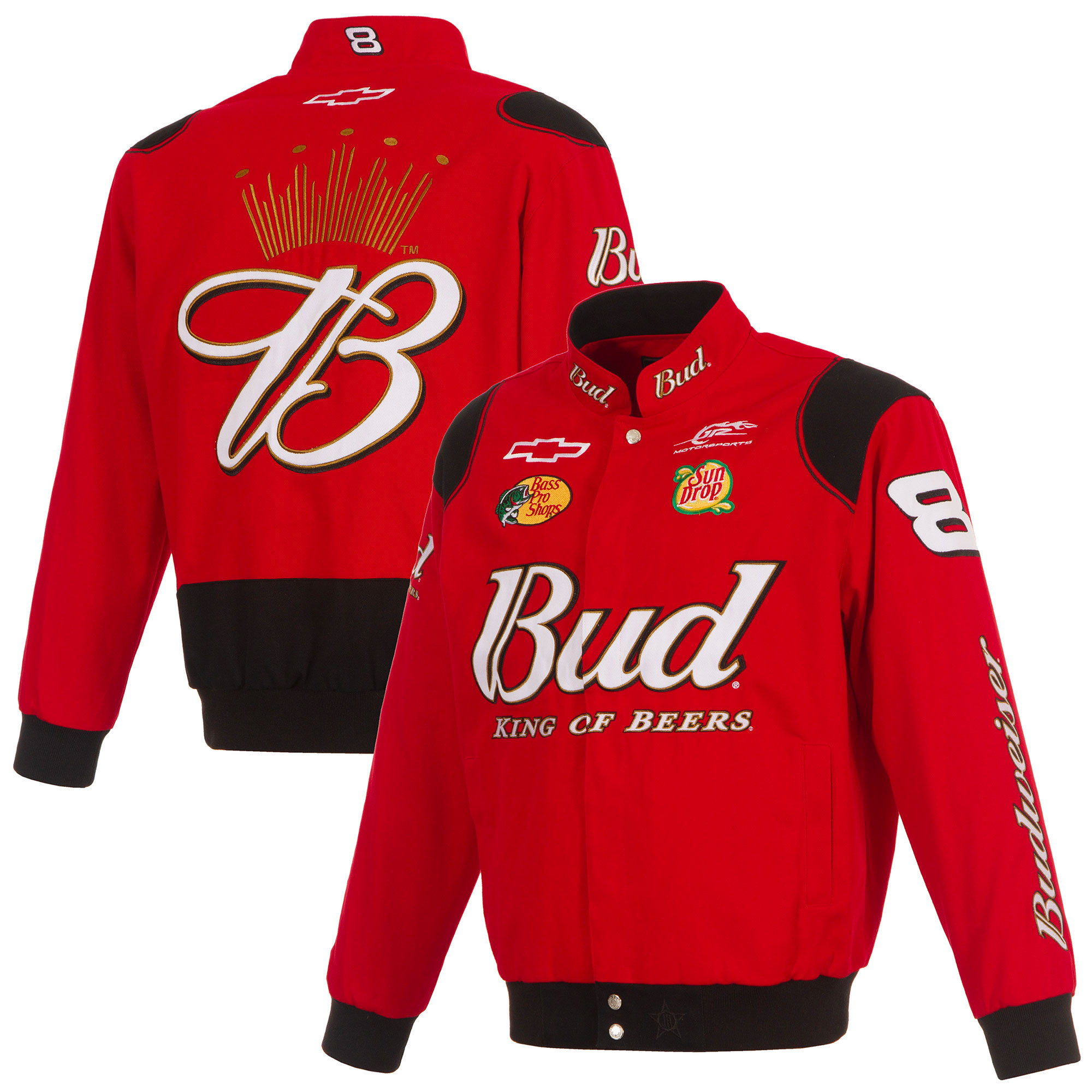 Men's JH Design Red Dale Earnhardt Jr. Budweiser Full-Snap Twill Jacket | Fanatics