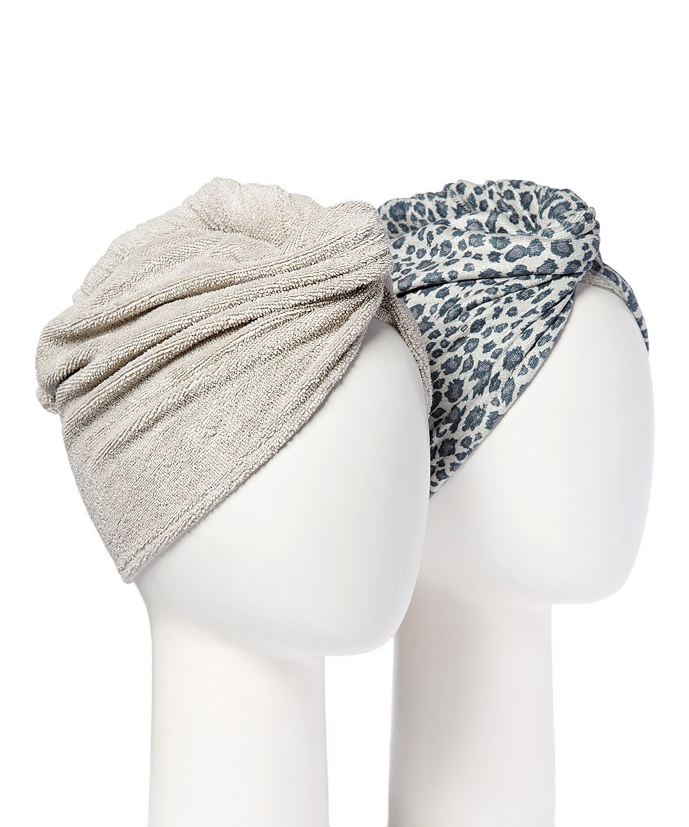Turbie Twist Women's Shower Caps & Turbans SNOW - Snow Leopard & Beige Hair Towel - Set of Two | Zulily