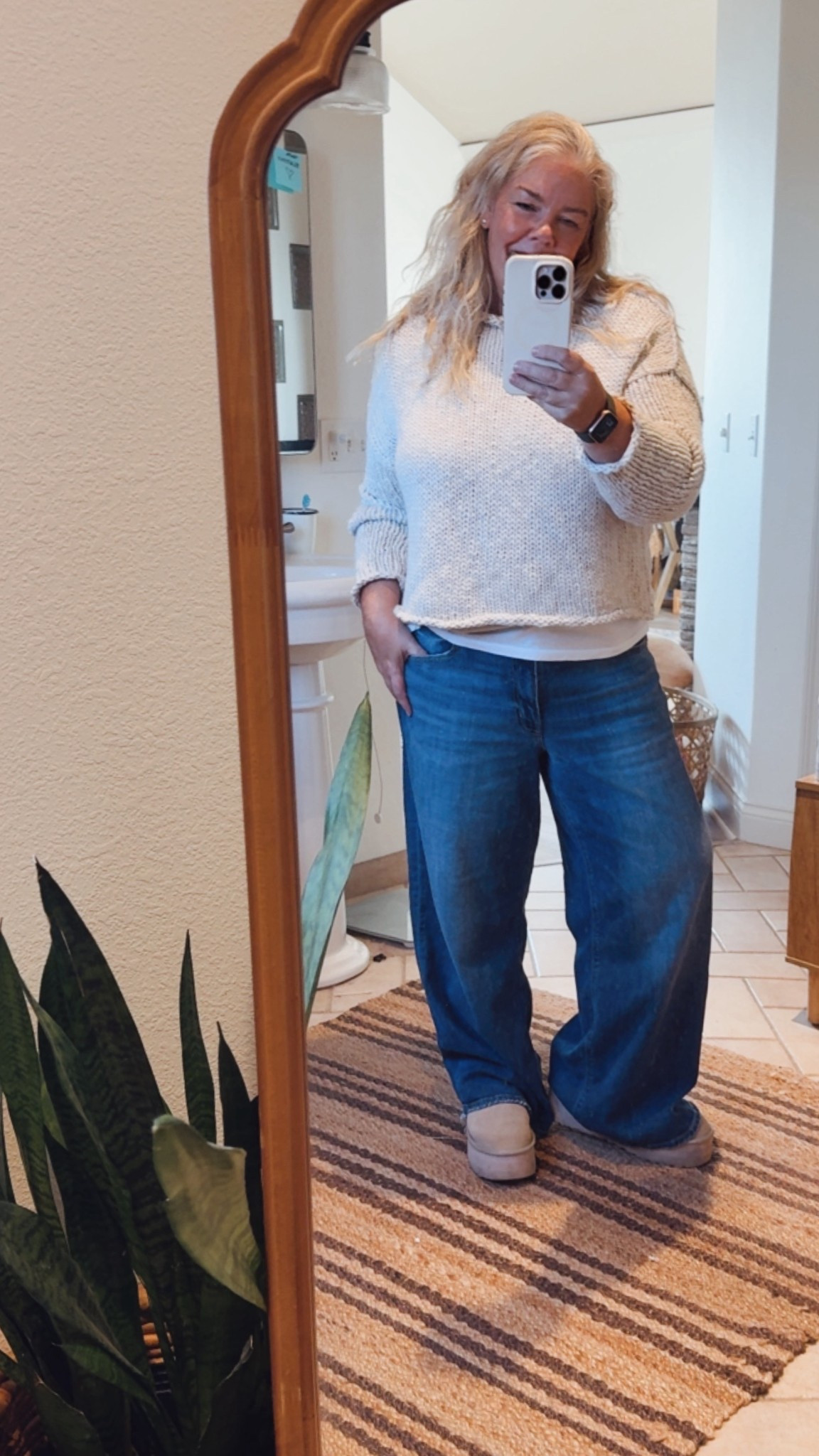 What to wear in Winter! Jeans and a cute cropped sweater! #winteroutfit #freepeople 

#LTKootd #LTKOver40 #LTKSeasonal
