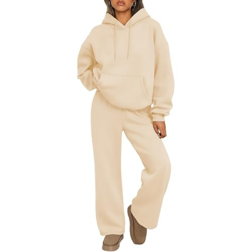 ZGHQHCDRH Sweat Sets for Women 2 Piece Hoodie and Sweatpants Tracksuits Jogging Suits for Women Airport Fall Outfits Lounge Essentials Beige M | Amazon (US)