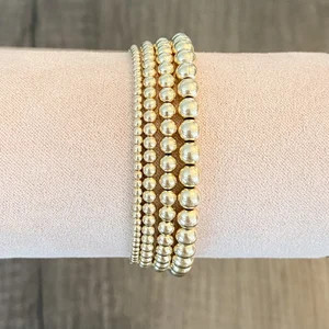 Classic 14k Gold Filled Beaded Bracelets 2mm 2.5 3mm 4mm & - Etsy | Etsy (US)