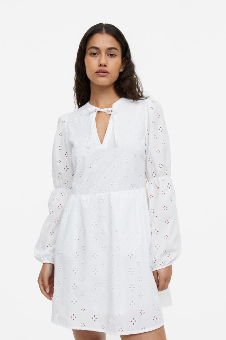 Eyelet Embroidery A-line Dress | H&M (US + CA)