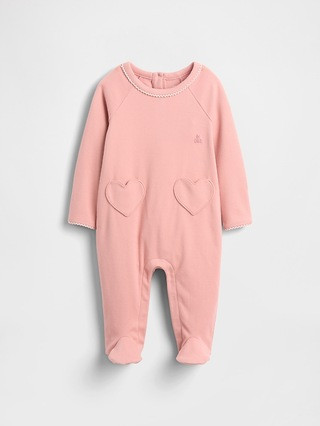 Baby Softspun Heart Pocket Footed One-Piece | Gap (CA)