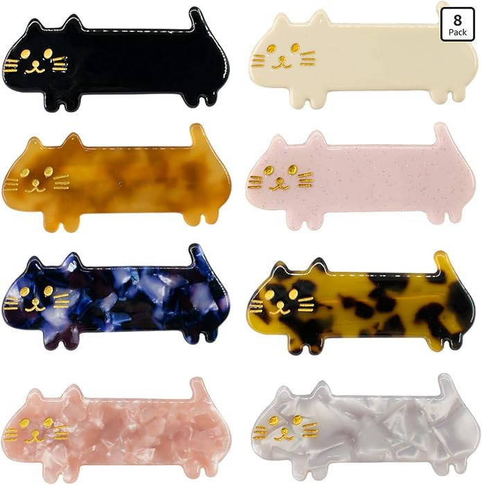 8 Pcs Cat Hair Clips Cute Small Cat Barrettes Fashion Kitty Hair Clips Sweet Cat Acrylic Resin Cl... | Amazon (US)