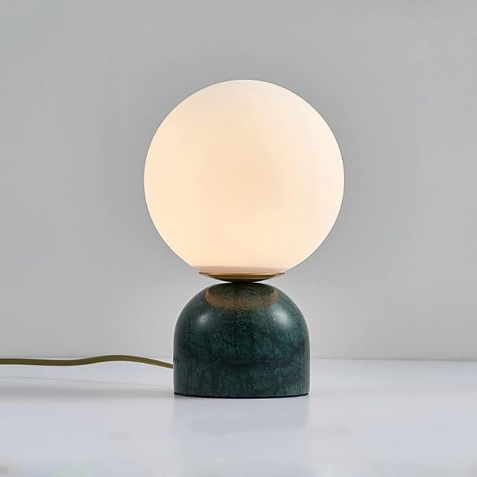 Meefad Globe Bedside Lamp, Modern Cute Night Light with Glass Shade, Marble Base, Small Table Lam... | Amazon (US)