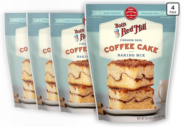 Bob's Red Mill Cinnamon Swirl Coffee Cake Baking Mix - 18.5 oz Bag (Pack of 4), Simple Clean Ingr... | Amazon (US)