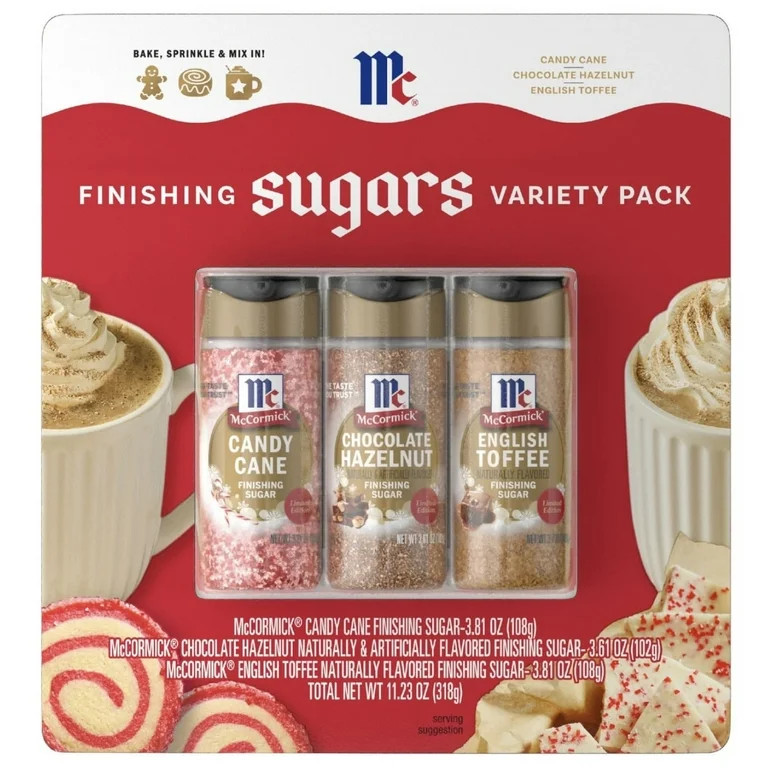McCormick Finishing Sugar 3 Pack Variety - Chocolate Hazelnut, English Toffee, Candy Cane | Walmart (US)