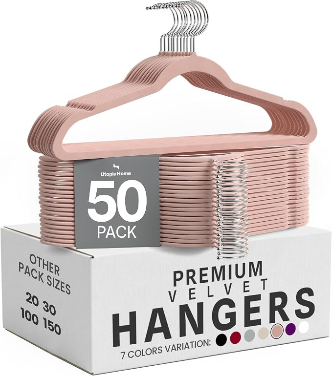 Utopia Home Velvet Coat Hangers Adult - Heavy Duty Non-Slip Premium Velvet Hangers for Clothes - ... | Amazon (UK)