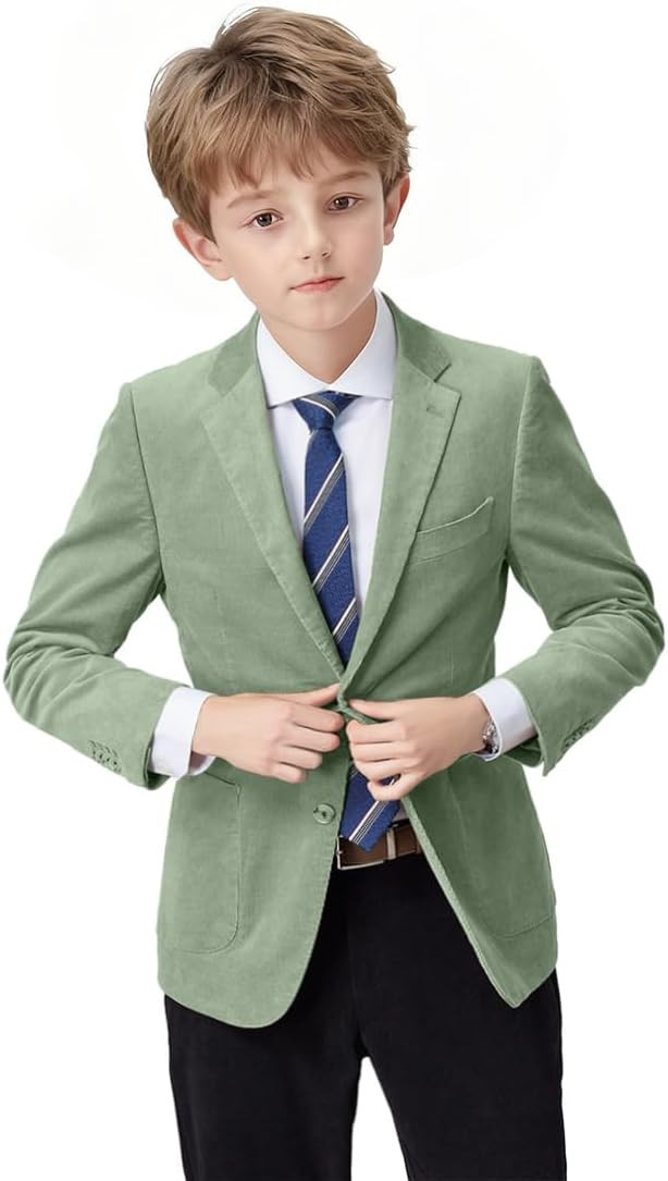 Boys Corduroy Blazer Jacket Retro Slim Fit Formal Sport Coats for Kids Winter Tuxedo for Wedding ... | Amazon (US)