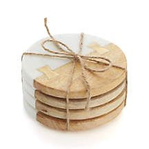 Wood and Marble Coasters, Set of 4 + Reviews | Crate and Barrel | Crate & Barrel