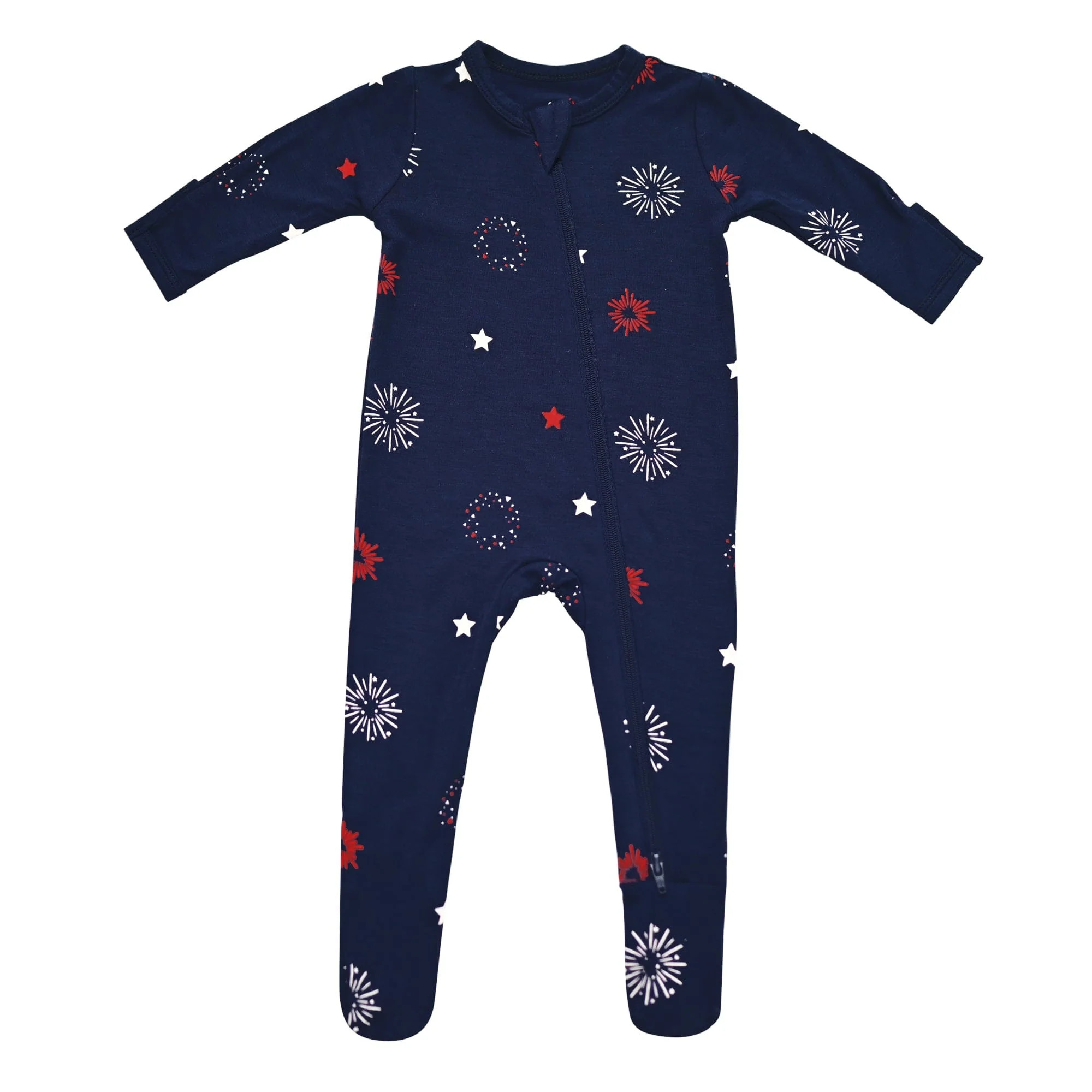 Printed Zippered Footie in Fireworks | Kyte BABY
