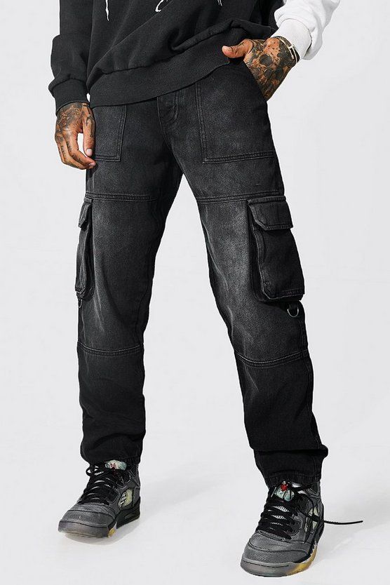 Relaxed Fit Rigid Panelled Cargo Jeans | boohooMAN (DE, IE & UK)