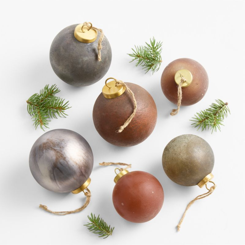 Rizzo Textured Ball Christmas Ornaments by Leanne Ford, Boxed Set of 6 | Crate & Barrel
