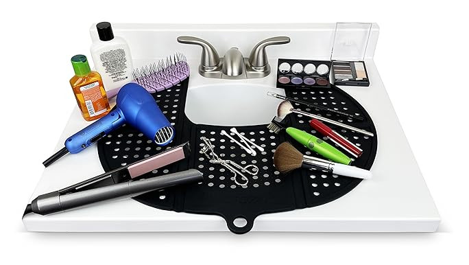 Sink Topper, Foldable Bathroom Sink Cover for Counter Space. Makeup Organizer Mat and Must Have B... | Amazon (US)