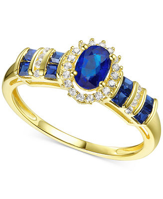 Sapphire (1 ct. t.w.) & Diamond (1/8 ct. t.w.) Ring (Also in Emerald & Ruby) in 14k Gold - Macy's | Macy's