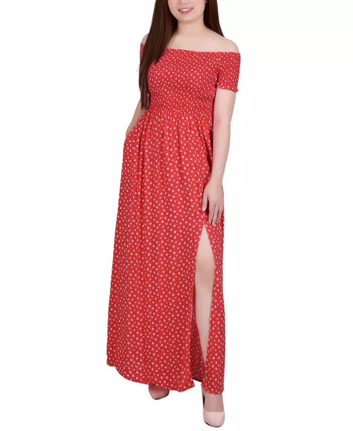 Women's Short Sleeve Off the Shoulder Smocked Maxi Dress | Macys (US)