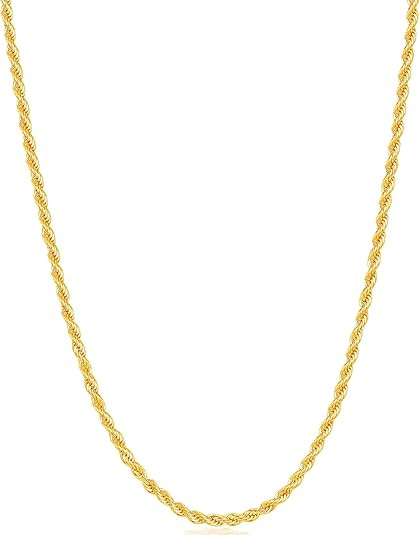 Fiusem Gold Plated Rope Chain for Men, 18K Gold Plated Mens Chain Necklace, Stainless Steel Chain... | Amazon (US)