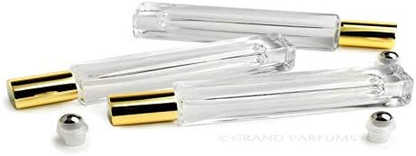 Grand Parfums 10ml LUXURY Square Glass Roller Bottles, With Gold Caps, Beautiful Styling, Heavywe... | Amazon (US)