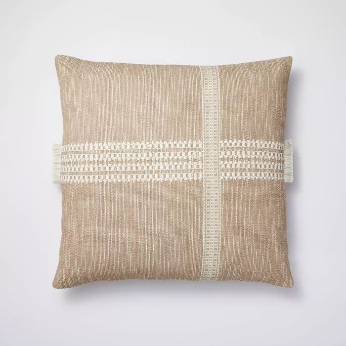Oversized Textured Striped Square Throw Pillow Neutral/Cream - Threshold&#8482; designed with Stu... | Target