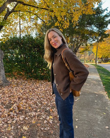 The best shirt jacket I’ve found this season (crop fit makes it more versatile and it’s oversized but not too boxy). 🍂 Wearing S. Similar also linked.
Everlane turtleneck (S) and Madewell 90s straight leg jeans (TTS). My hobo bag is Vanessa Bruno (similar for less also linked).



#madewelljeans #straightlegjeans #shirtjacket #brownshirtjacket #reformation #everlane #layeringbasics #layeringturtleneck #suedehobo #hobobag #suedebag

#LTKfindsunder100 #LTKSeasonal #LTKstyletip