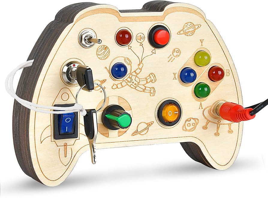 HOOLYUK Montessori Busy Board Toy for 1 2 3 Year Old Kids, Wooden Controller Sensory Toy for Auti... | Amazon (US)