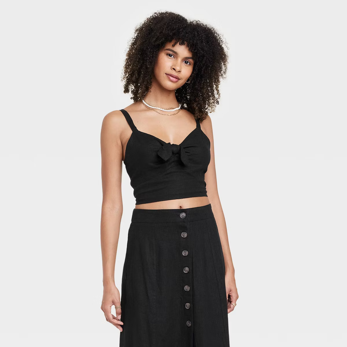 Women's Linen Tie-Front Cropped Tank Top - Universal Thread | Target
