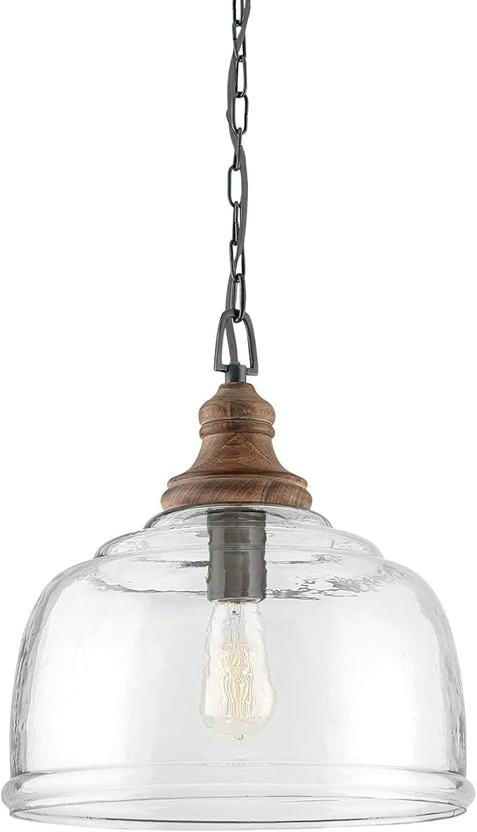Capital Lighting 330318YG Julian Coastal Style Clear Organic Rippled Glass Dome Pendant, 1-Light ... | Amazon (US)