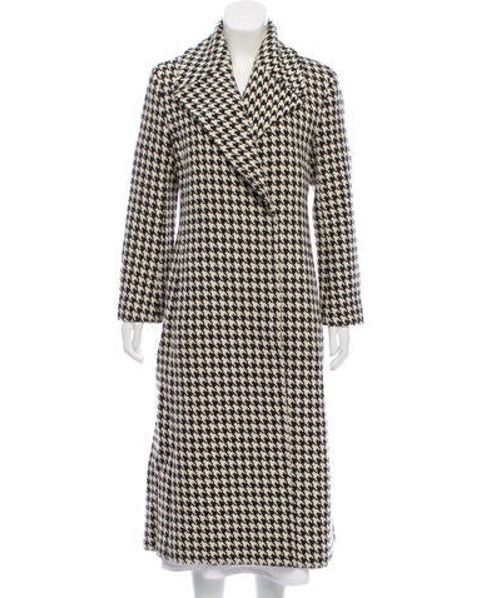 Céline Wool Houndstooth Coat Brown | The RealReal