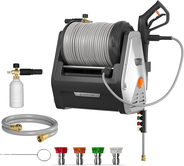 Giraffe Tools Wall Mounted Pressure Washer with 100ft Detachable Hose, Max 2900 PSI 2.2 GPM Elect... | Amazon (US)