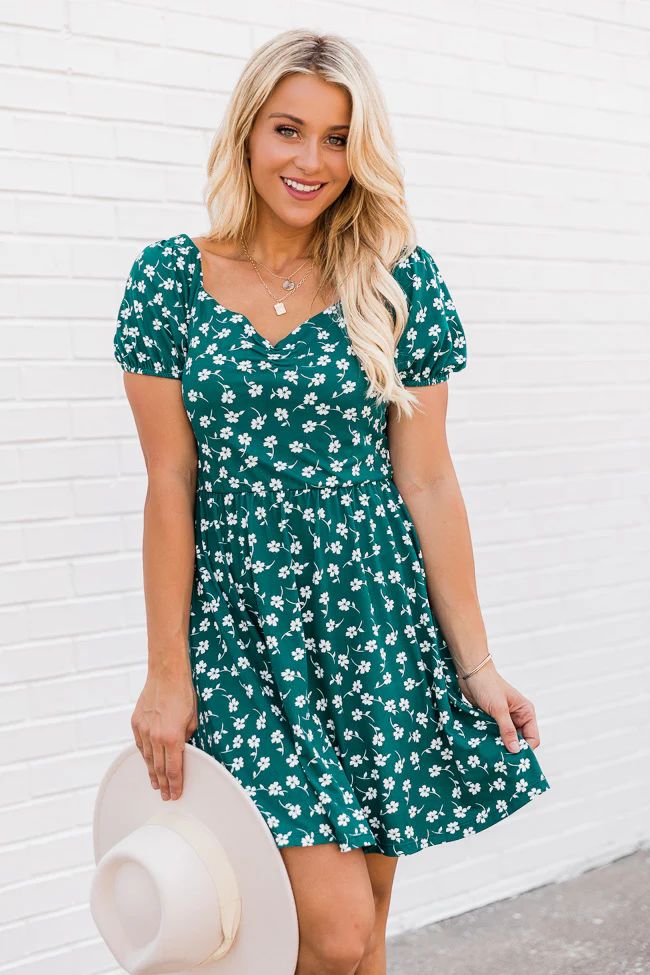 Miracles Happen Green Floral Dress FINAL SALE | The Pink Lily Boutique