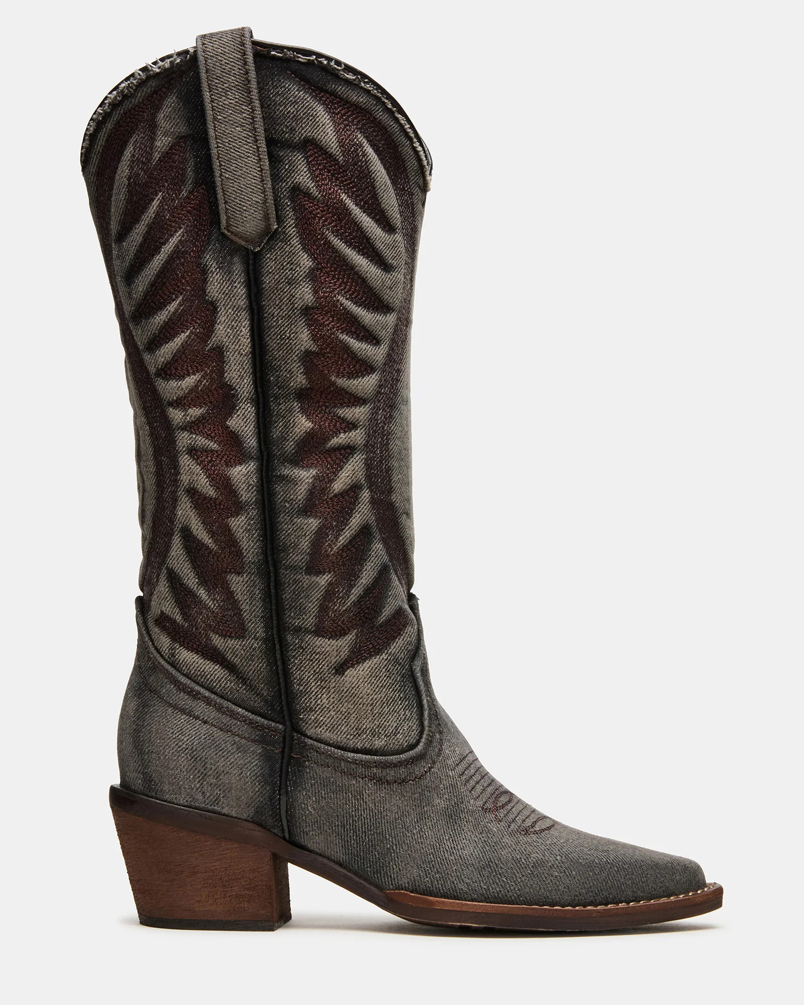 ALBANY Black Denim Pointed-Toe Women's Western Boot | Steve Madden (US)