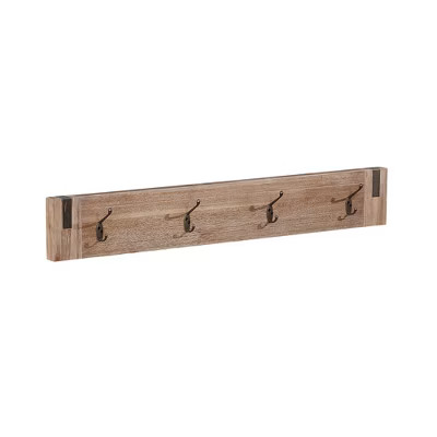 40" Wide Woodstock Acacia Wood With Metal Inset Coat Hook Brushed Driftwood - Alaterre Furniture | Target