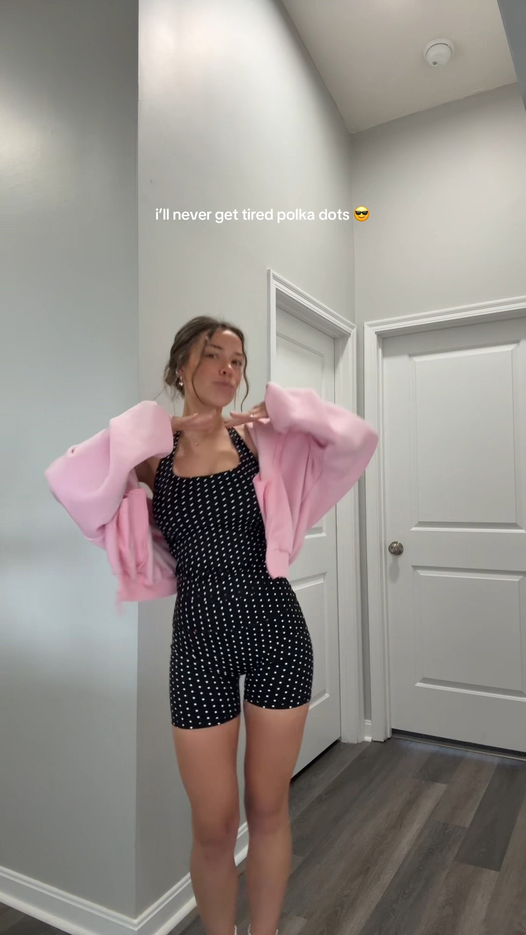 wearing a size small and the polkadot set ￼