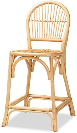 Baxton Studio Wina Counter Stool, Single, Natural Brown | Amazon (US)