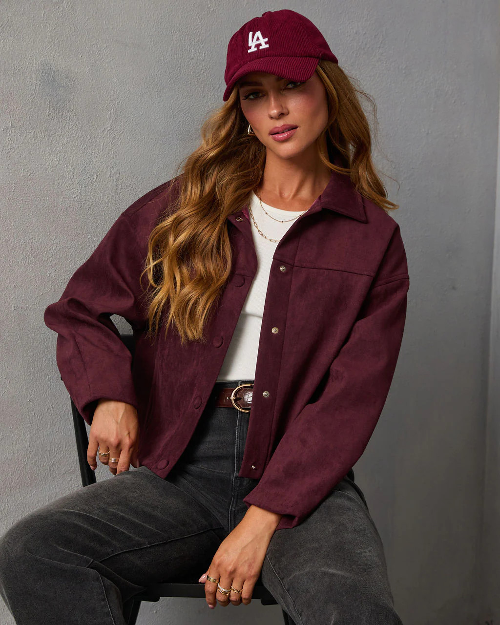 Plum Skies Suede Front Button Shirt Jacket | VICI