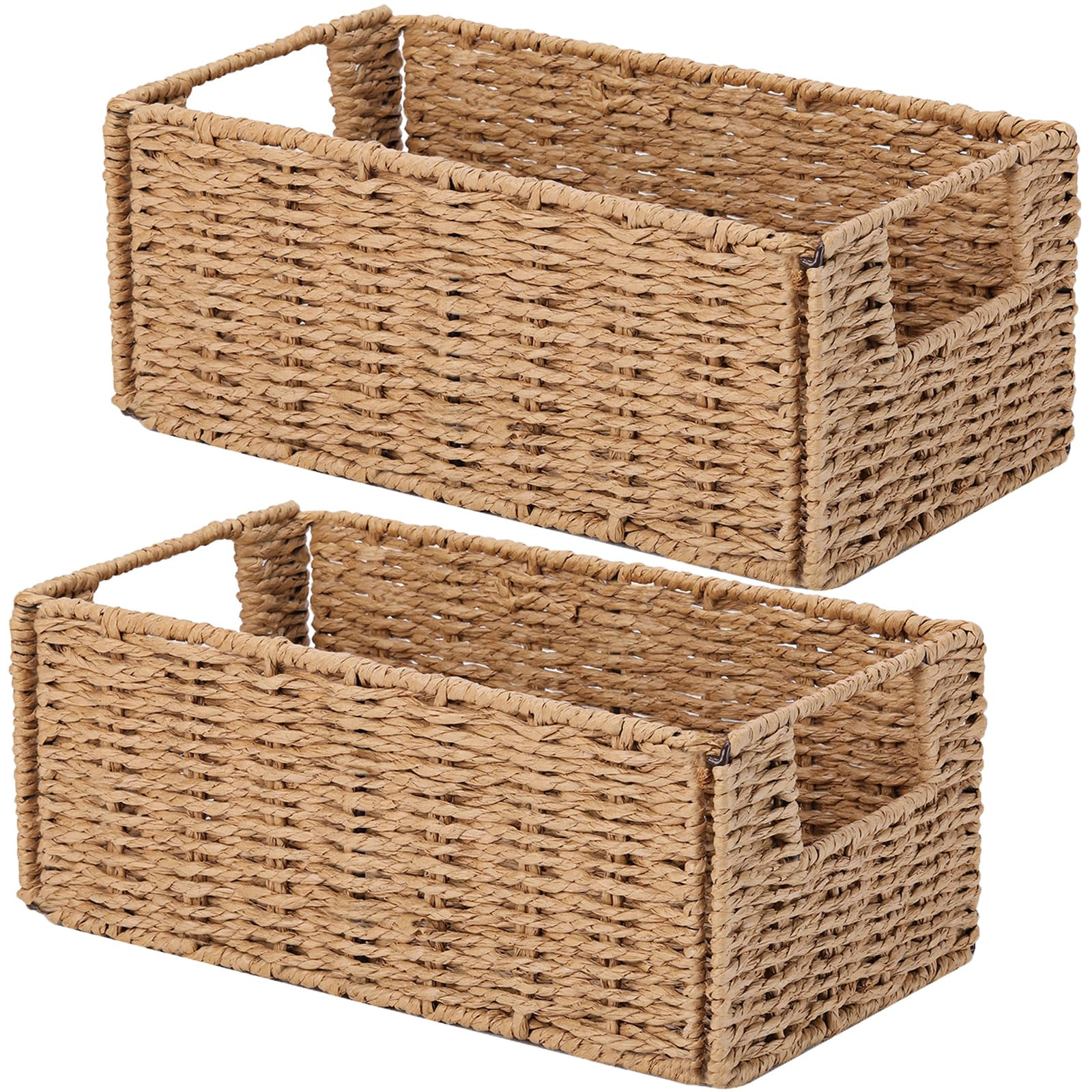 Vagusicc Wicker Storage Basket, Set of 2 Hand-Woven Paper Rope Wicker Basket, Small Storage Baske... | Amazon (US)