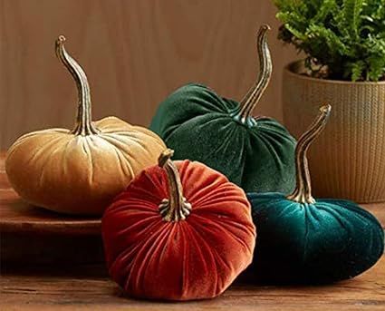 Handmade Velvet Pumpkins Decor,Super Soft Stuffed Pumpkin for Decorating,Large Durable Pumpkins D... | Amazon (US)