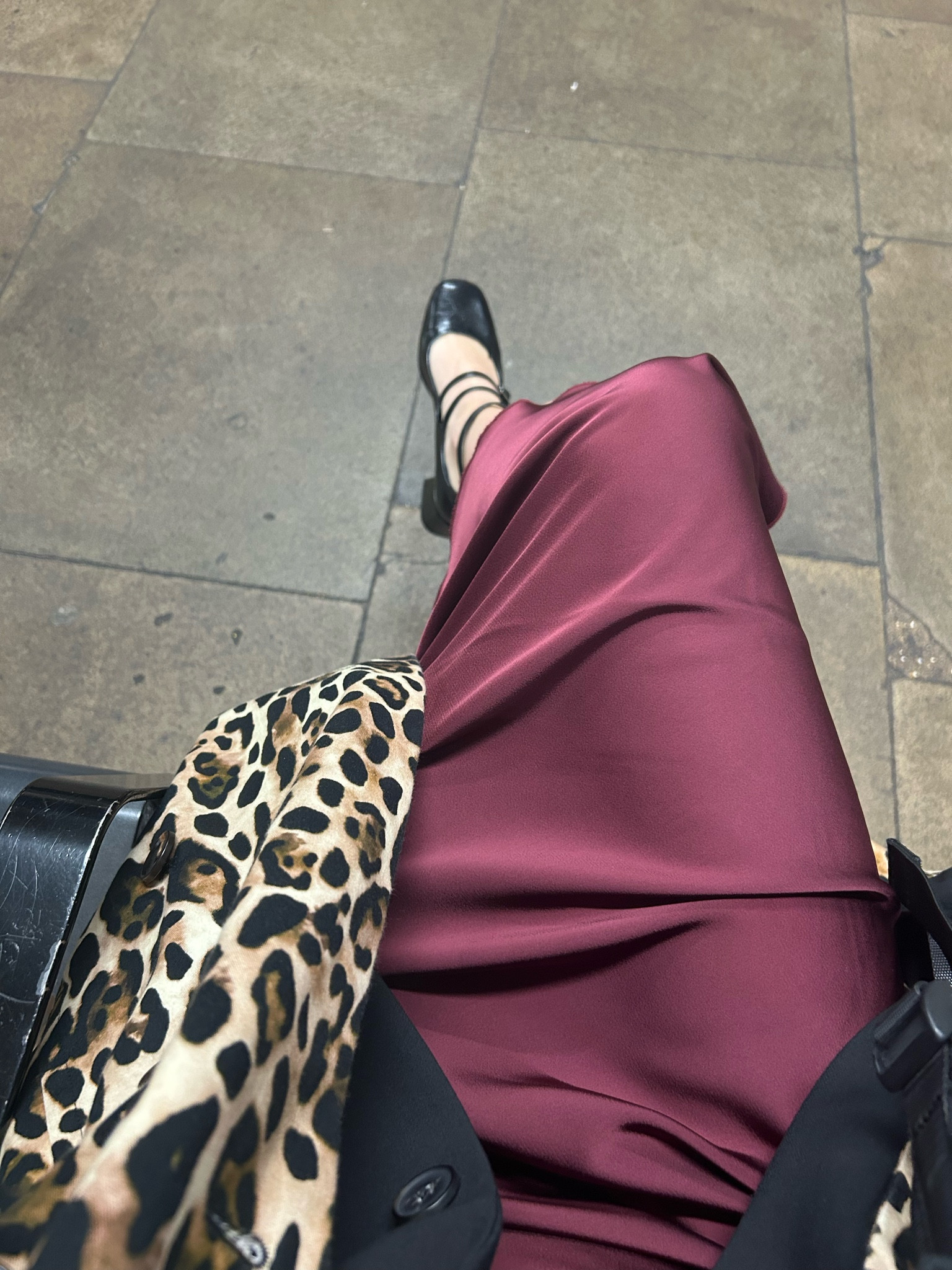Going out outfit, leopard trench, burgundy satin bias midi skirt, black patent Mary Jane’s 

#LTKluxury #LTKpartywear #LTKautumn