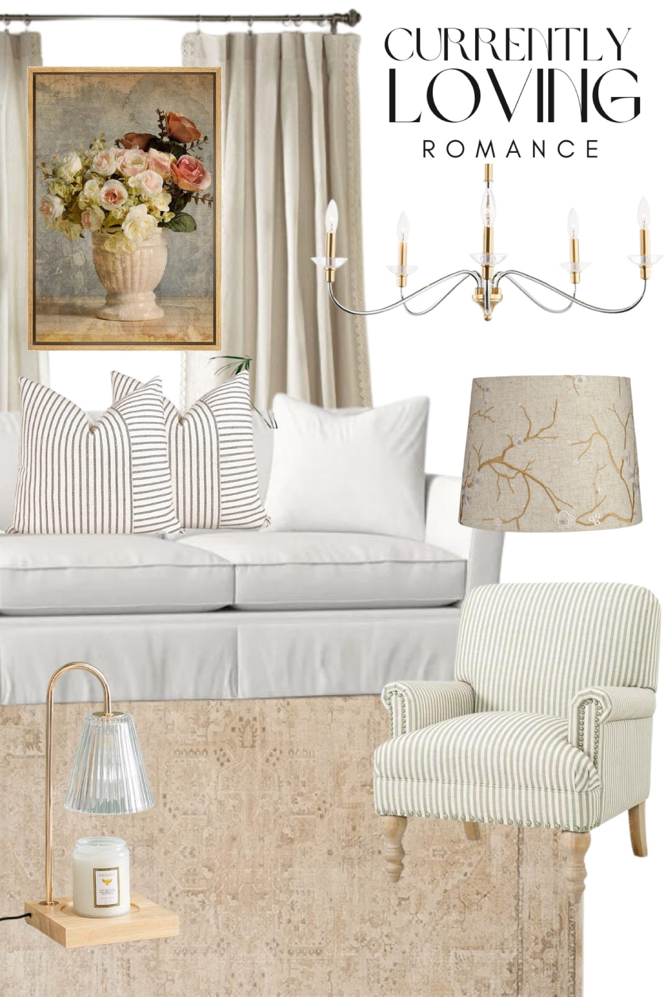 Romantic spring neutrals home decor, candle warmer light, embroidered lamp shade, neutral amazon decor, slipcovered couch 

#LTKhome #LTKstyletip #LTKsalealert