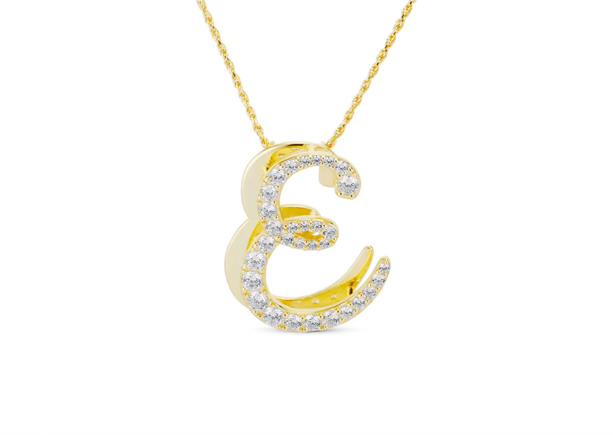 ICED JUMBO SCRIPT LETTER NECKLACE | EP JEWELS 