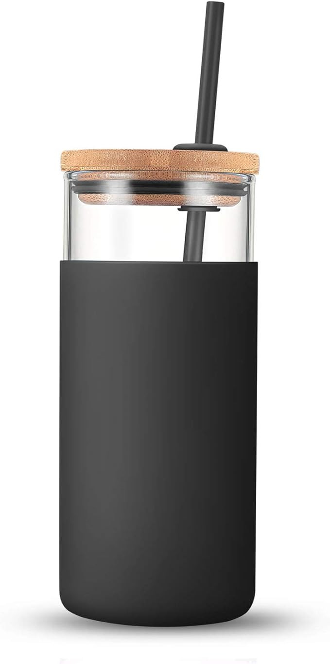 Tronco 20oz Glass Tumbler Glass Water Bottle Straw Silicone Protective Sleeve Bamboo Lid - BPA Fr... | Amazon (US)