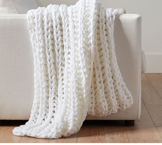 Colossal Ribbed Handknit Throw | Pottery Barn (US)