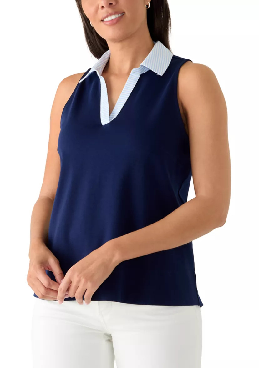 Women's Sleeveless Collar Tank Top | Belk