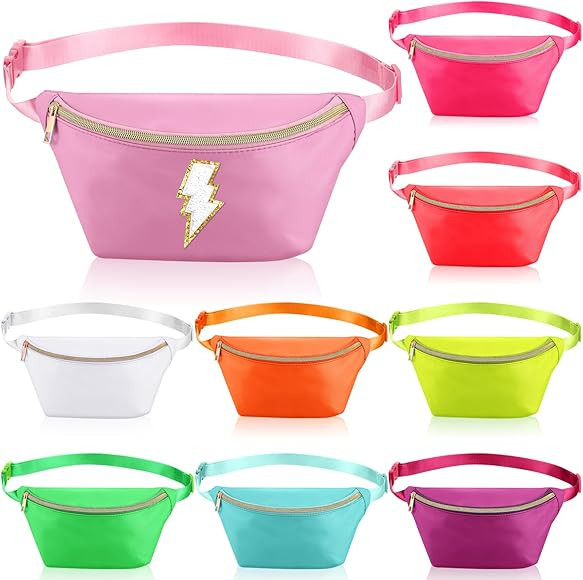 Amylove 9 Pieces Fanny Packs Nylon Waist Bag Zipper Travel Running Bag with Adjustable Strap for ... | Amazon (US)