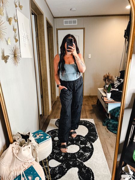 The way I am obsessed with this denim top and black cargo pants combo! They are so perfect together 

Sizing details:
•wearing a size L in both top and bottom 

Summer outfit 
Casual outfit 
Denim 
Corset top
Date night outfit 

#LTKFindsUnder50 #LTKStyleTip #LTKMidsize