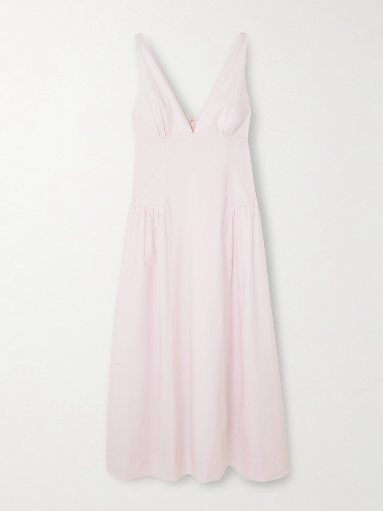 Posse - Lindie Ruched Cotton Midi Dress - Pink | NET-A-PORTER (US)