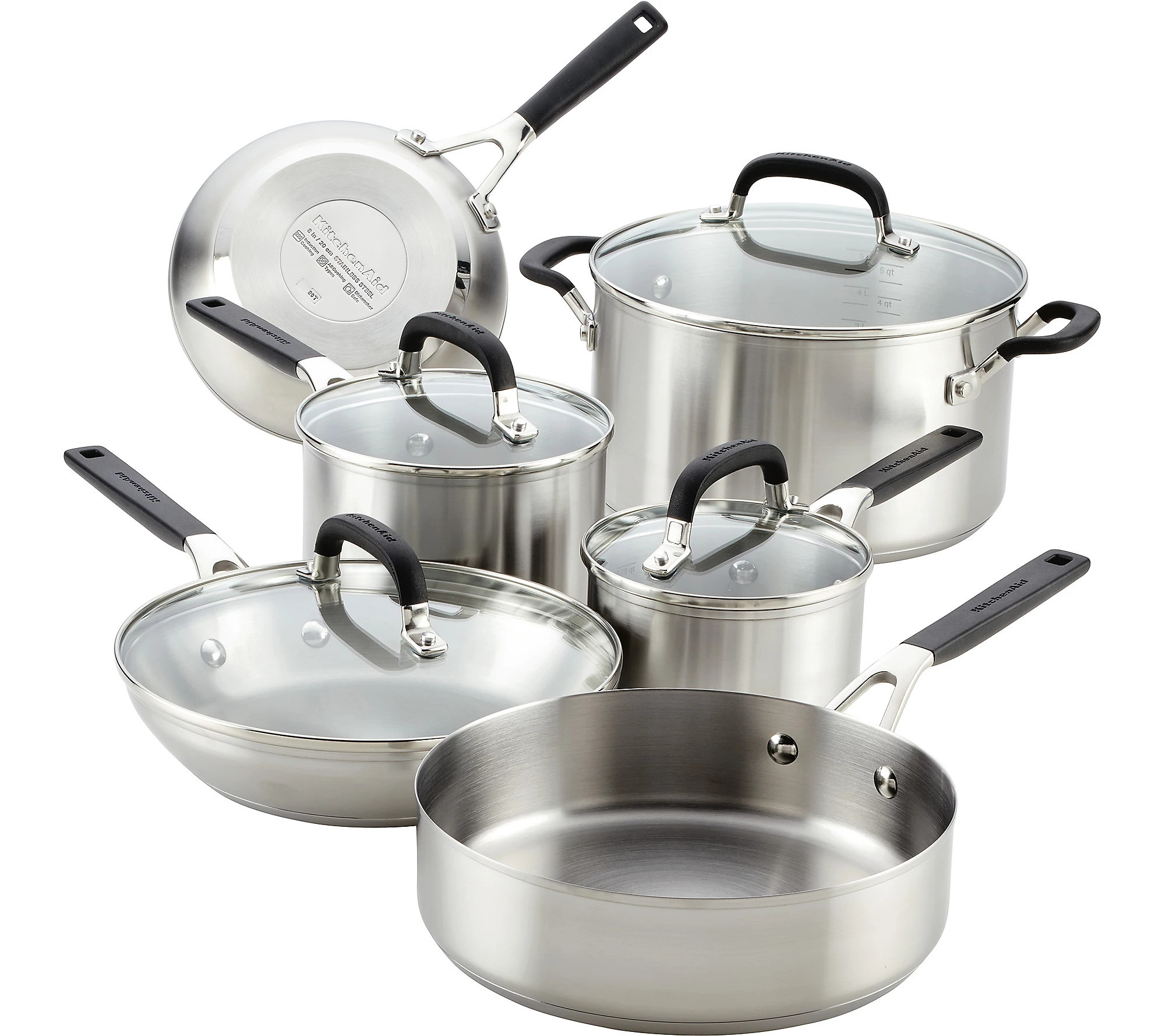 KitchenAid 10-Piece Stainless Steel Cookware Se t | QVC