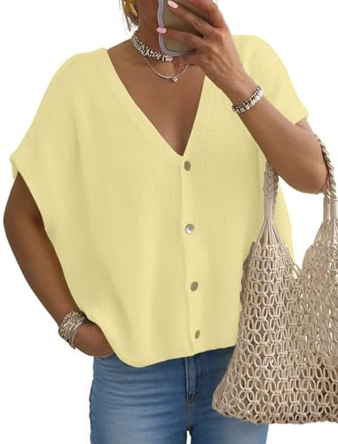 FireSwan Womens Cardigan Sweaters Spring Tops Batwing Short Sleeve Oversized Sweater Lightweight ... | Amazon (US)