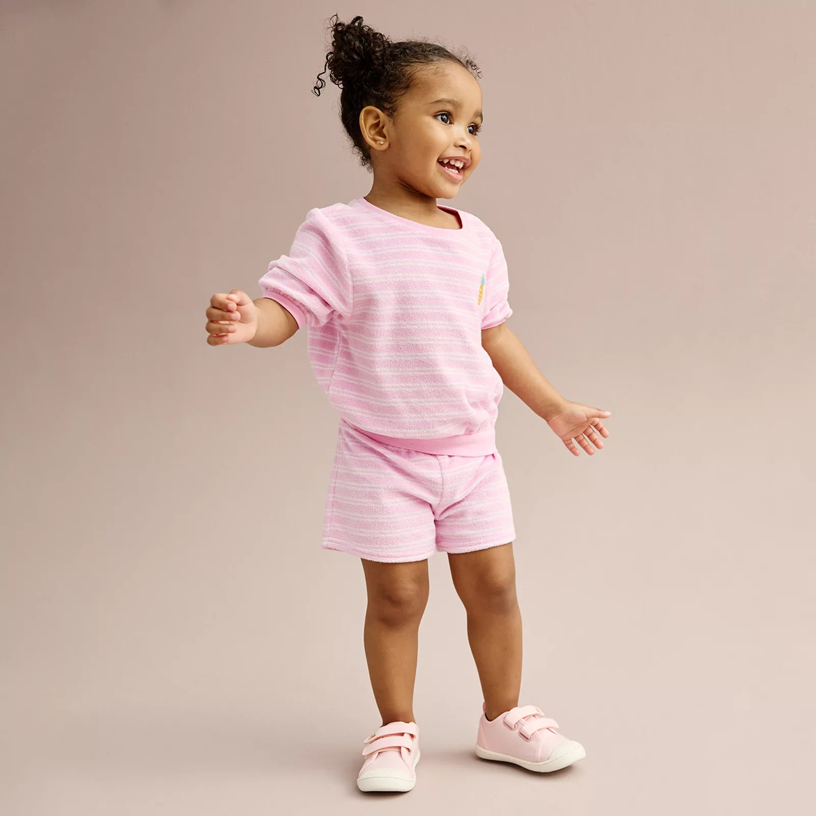 Toddler Girl Carter's Embroidered Pineapple Striped Terry Top & Shorts Set | Kohl's